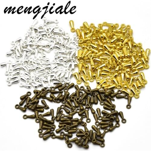 200pcs Three Color Teardrop Charms Zinc Alloy Metal Chain Extender Drop For DIY Handmade Accessories Jewelry Findings 6*3mm