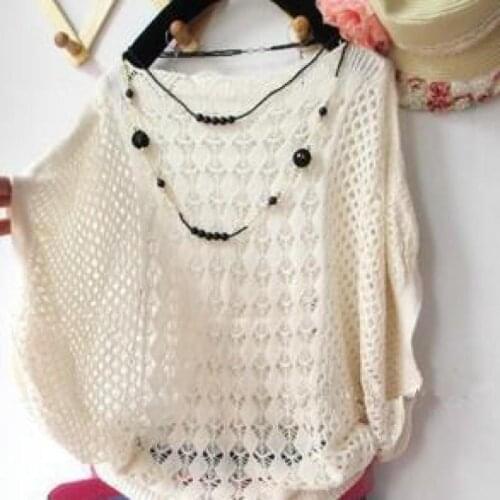2020 Hot! And Summer New Korean Loose Hollow Bat Shirt Collar Sweater Thin Air Conditioning Smock Free Shipping
