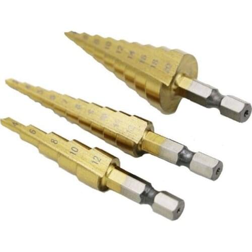 3-12mm 4-12mm 4-20mm Step Cone Drill Bit Hexagonal Shank High Speed Steel Hole 4XFD
