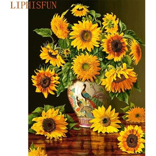 5D Diy Diamond Painting Cross Stitch Full Square Round Rhinestone Mosaic Embroidery Sunflower Home Decor Gift