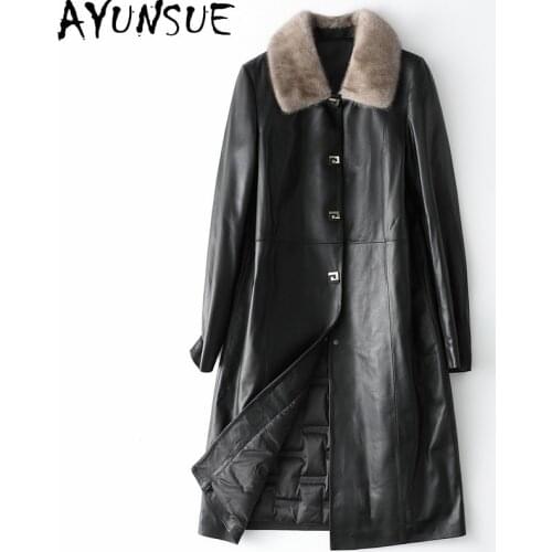 AYUNSUE Womens Winter Leather Jackets