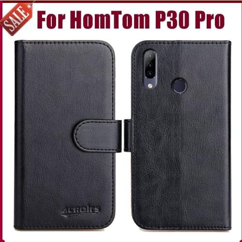 Hot! HomTom P30 Pro Case 6.4" 6 Colors Flip Soft Leather Phone Wallet Cover Stand Function Case Credit Card Slots