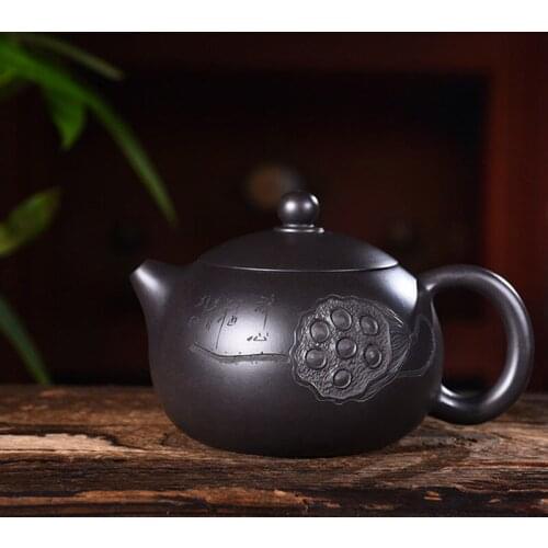 Quality goods all hand undressed ore black mud black lotus xi shi zhu clay pot of kung fu tea set the teapot