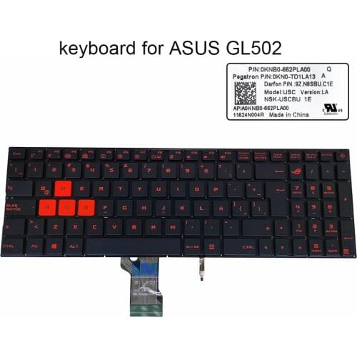 Latin laptop keyboard backlit for Asus ROG Strix GL502 GL502VE GL502VY GL502VS 0KN0 TD1LA13 replacement keyboards keycaps Orange