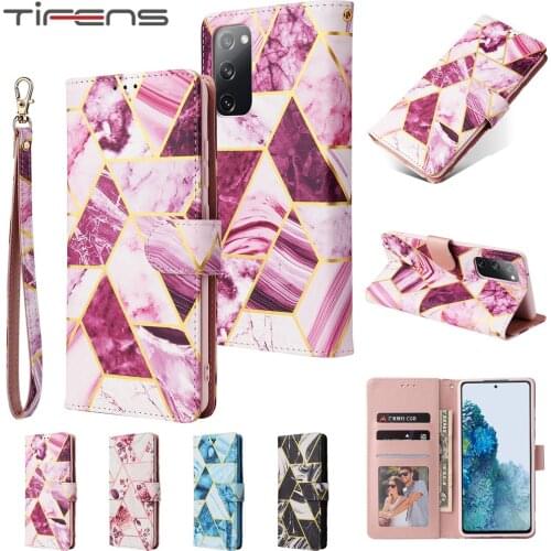 Leather Flip Wallet Case For Samsung Galaxy S21 S20 FE S10 E S9 S8 Note 20 10 9 Ultra Plus A91 S10lite Marble Card Phone Cover
