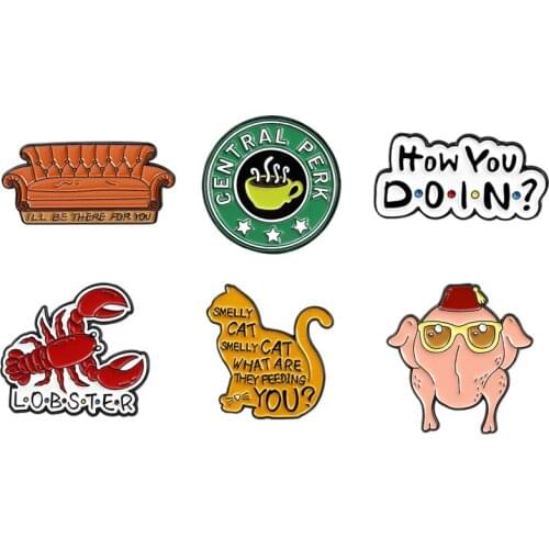 MD632 DMLSKY Friend Tv Show Brooch Cartoon Enamel Pins For Women Men Backpack Pins Personality Metal brooch Pin Charm Jewelry