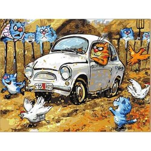 Cartoon Blue White Cat DIY Embroidery 11CT Cross Stitch Kits Needlework Craft Set Cotton Thread Printed Canvas Dropshipping