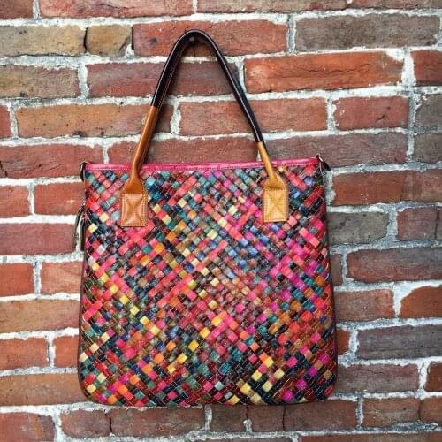 2020 New Fashion Retro Female Bag Leather Woven Handbag Shoulder Messenger Bag Oil Wax Cowhide Bags Women Purse and Handbags