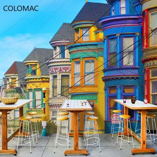 Colomac Custom European Town Romantic Color Building Street Scene Wallpaper Western Restaurant Decoration Mural Drop Shopping