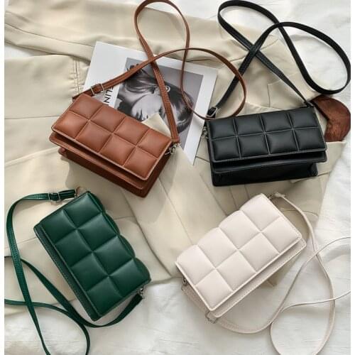 Solid Color Fashion Shoulder Handbags Female Travel Cross Body Bag Weave Small PU Leather Crossbody Bags For Women