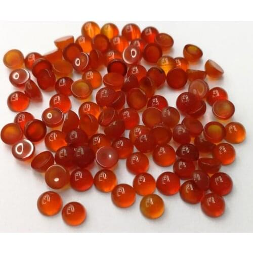 Wholesale Fashion natural red onyx stone beads 4mm charm round CAB cabochon beads for jewelry Ring accessories no hole 50Pcs