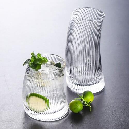 Stripe Creative Glass Cup Juice Ice Cream Cold Drink Mojito Cocktail Glass Personality Household Restaurant Bar Drinkware Moon