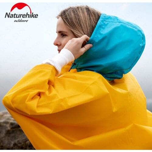 Naturehike Portable Windproof Raincoat Ultralight Camping Hiking Poncho Rainproof Coat With Backpack Unisex Outdoor Rain Cover