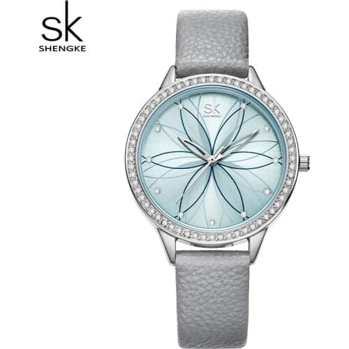 SHNEGKE 2021 New Fashion Diamond Ladies WristWatch Rhinestone Rose Gold Leather Quartz Watch For Girls Womens Bracelets Clock