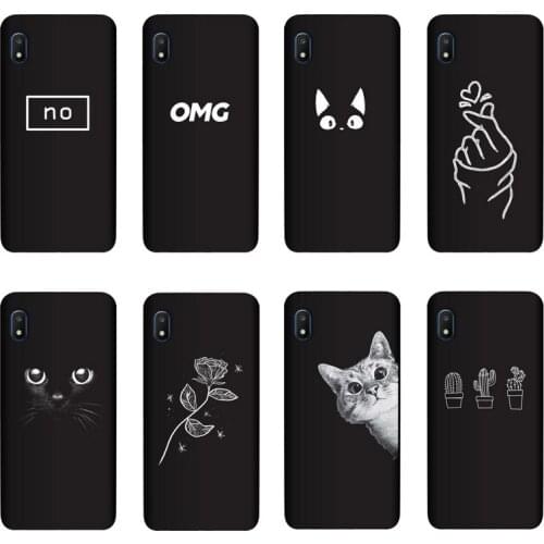 QAQsam Silicone Cover For Samsung Galaxy A10e Case Painting Flower Cat Moon Matte Phone Cases Funda