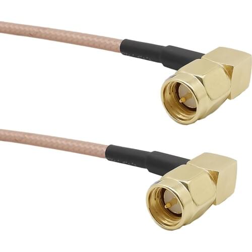 SMA Male Right Angle to SMA Male Plug Right Angle RG316D Double Shield Silver Low Loss Cable Router Antenna WLAN WI-FI 7-50CM