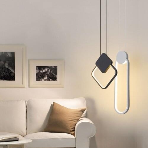 Modern LED Pendant Light Nordic Minimalist Restaurant Cafe Bar Living Room Hanging Light Background Wall Long Line Pendant Lamp
