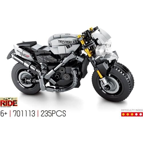 Technical britain Triumph frog motorcycle building block motor vehicle model steam assembly bricks educational toy collection