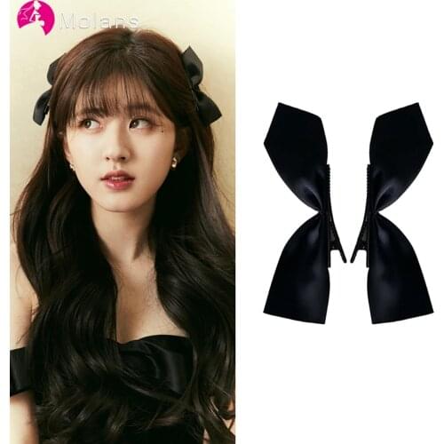 Molans 2 Pcs/Set Sweet Women Bowknot Hairpin Solid Color Satin Bow Hair Clips for Bride Wedding Party Dress Hair Accessories