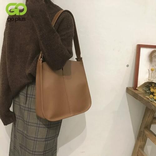 GOPLUS Womens bag Autumn Shoulder Bag PU Tote Bag Women Fashion Bags Leather New Large Capacity Vintage Bucket Bags Fashion