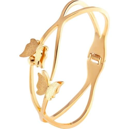 Butterfly Bracelets For Women 316L Stainless Steel Womens Gold Bangles Fashion Jewelry Classic Gift