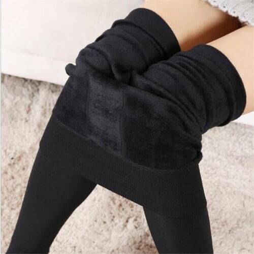 Women Warm Velvet Leggings Autumn-Winter Plus Size Candy Colors Thick Trousers Female Faux Knitted Thicken Slim Stretch