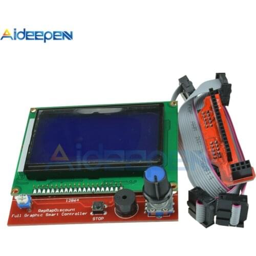 12864 LCD 3D Printer Display 1.4 Liquid Crystal Smart Controller With Connect Adapter Cable For Printers Copiers Fax Machines