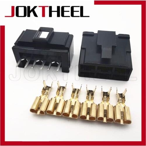 1/5/10/20set kit 6 pin hole male female wire-to-plate straight Needle pin socket pcb board connector harness plug for automobile