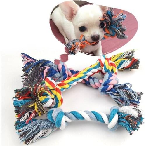1Pcs Jeux Chien Hondenspeeltje Bite Dog Toys For Small Dogs Rope Chew Toys Accessories Cotton Chew Knot Toy Durable Braided Bone