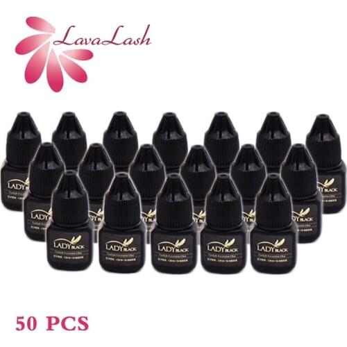 50 Bottles Eyelash Extensions Black Lady Glue 5ml For Sensitive Skin Low Irritation Fast Drying No Sealed Bag Fake Lashes