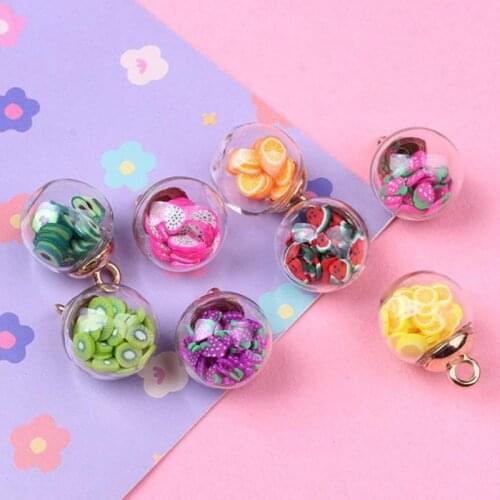 10pcs Crystal Colorful Transparent glass ball Charms Plastic sequins pendant Earring For Jewelry Making DIY Necklace Accessories