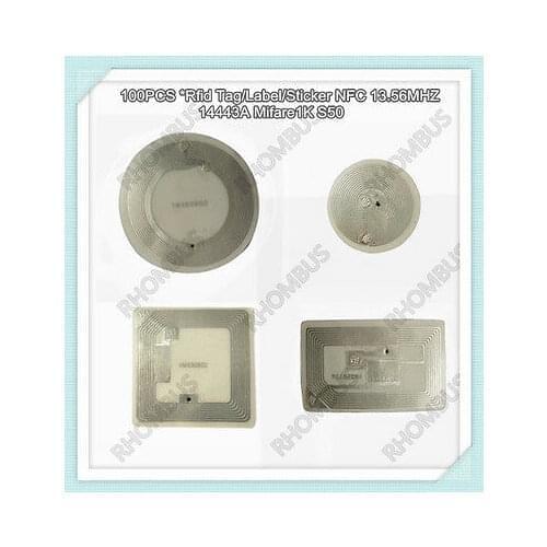 100PCS 13.56MHZ MF 1K S50 ISO14443A adhesive Tag/Label/Sticker/Wet Inlay