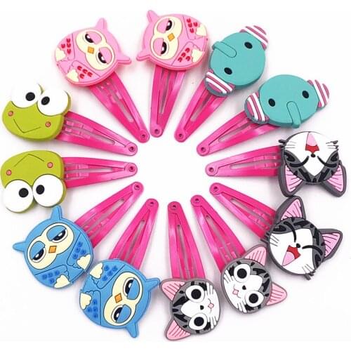 12Pcs Cartoon Cute Girls Cat Bird Elephant Hair Clip Hairpins Children Hair Accessories Hair Pin Headwear Kids Party Gift
