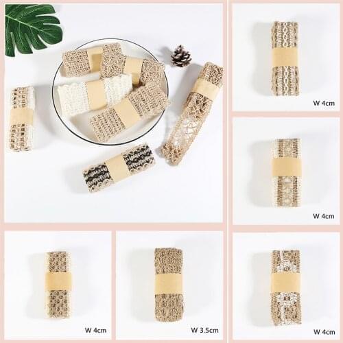 2M/Roll Cotton and Linen Embroidered Lace Net Ribbons Fabric Trim DIY Sewing Handmade Craft Materials