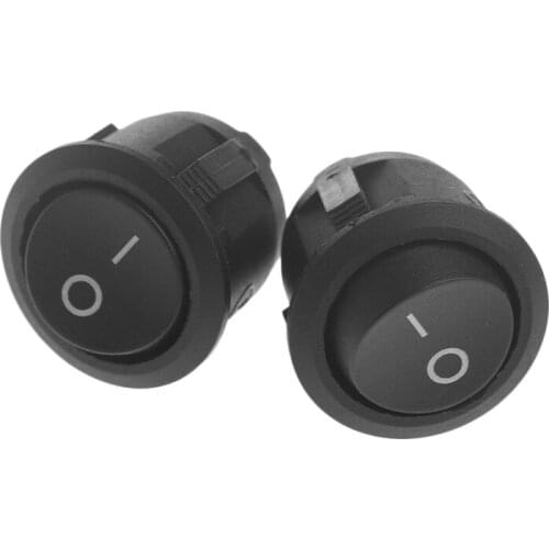2Pcs/Lot Mini 3-Pin Round Black SPDT ON-OFF Snap-In Rocker Switch 6A 250V AC