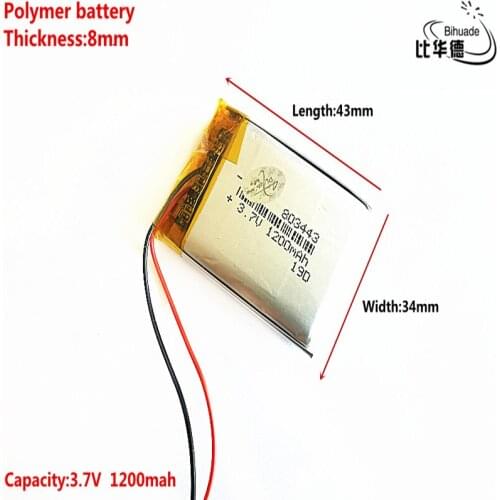 2019 Liter energy battery 3.7V,1200mAH 803443 Polymer lithium ion / Li-ion battery for tablet pc BANK,GPS,mp3,mp4