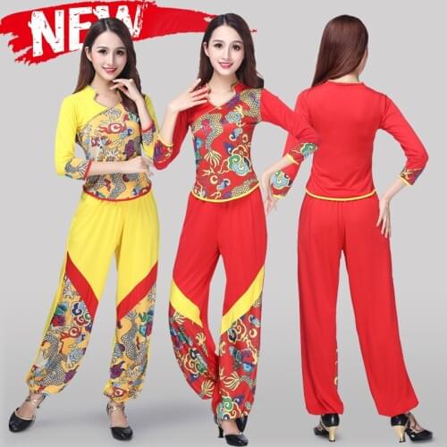 2021 Square Dance Clothing New Suit Summer Milk Silk Fabric Dancing Dress Adult Female Costume two piece jumpsuit