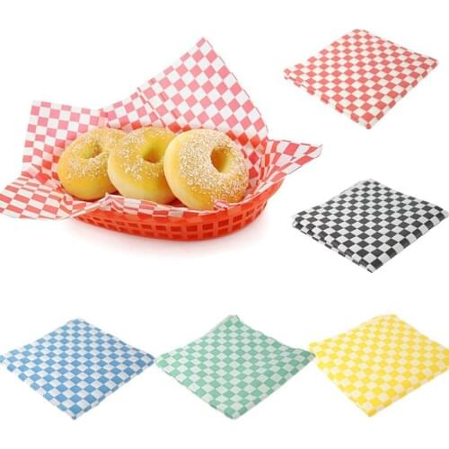4pack x 24pcs Food Wrapping Paper Multi Color Candy Package Papers Red Check Bread Fries Hot Dog Wax Sheet Baking Tool 12''x12