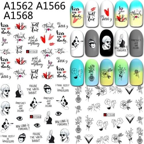 48pcs Artistic Nail Sticker Decal 3D Colorful Nail art design pattern Transfer Watermark tape