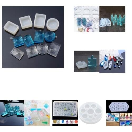 5 Pieces Assorted Silicone Pendant DIY Molds Resin Jewelry Making Tools Epoxy Mold Set Of 5 - four Sides Of The Diamond