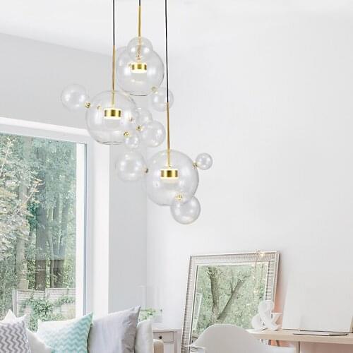 ABNT Living room Chandelier Warm/White Lighting,Creative Clear Glass Bubble Lamp Children room Indoor Decor Lighting Fixture