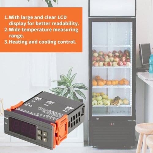 AC90-250V Digital Temperature Thermostat Regulator Controller Heating Cooling Control NTC Sensor