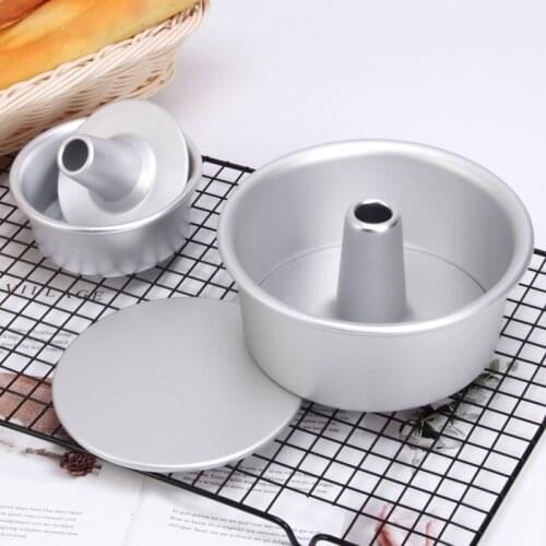 Non Stick Pan Bakeware 6 inch 8 inch Hollow Chimney Mould Aluminum Alloy DIY Baking Mould Chiffon Hollow Bottom Cake Mould