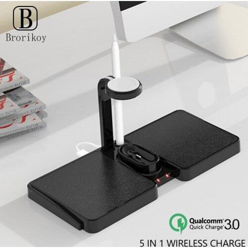 Qi Wireless Charger 5 in 1 Wireless Charging Dock for Apple iWatch 4 3 2 1 Charging Startion for Airpods Fast Wireless Chargers