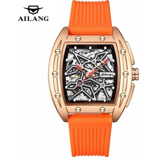 AILANG Mens Sports Waterproof Watch Black Dial Automatic Mechanical Casual Square Watch Luminous Luxury Mens Watch 8616