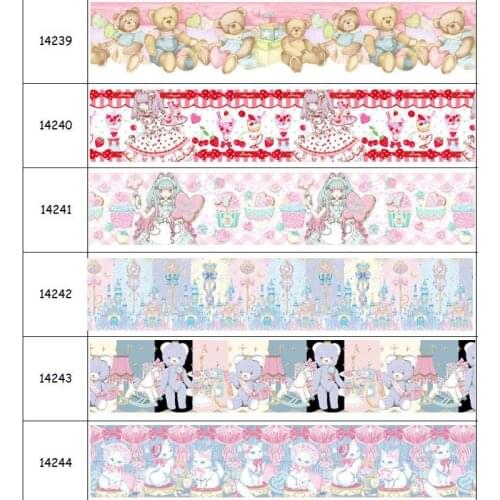 DHK 50yards Lo Printed Grosgrain Ribbon Accessory Hairbow Headwear Decoration DIY Wholesale OEM S1590