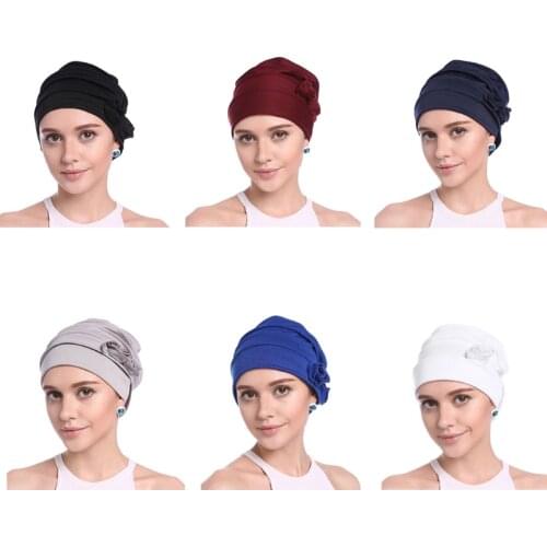 Women Ruffle Chemo Turban Scarf Beanie Cap Hat for Cancer Patient