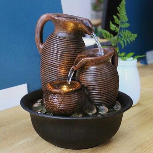 Simple living room water fountain decoration feng shui ball water feature Rockery office desktop decor Home Ornaments Fountains