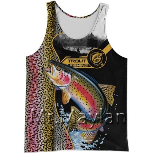 Beautiful Trout Fishing 3D summer mens Tanktop Fashion Tank top Casual Tee vest/Streetwear Men clothes 2021 Oversized 5XL KP109