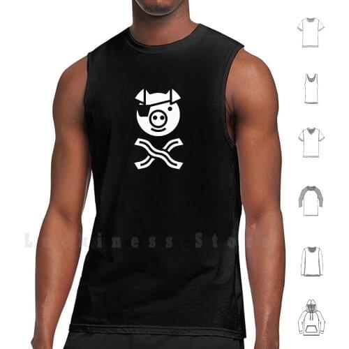 Pirate Pig tank tops vest 100% Cotton Pirate Pig Pork Skull Bacon Humor Witty
